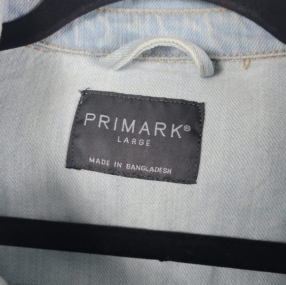 Primark Distressed Blue Denim Jean Jacket Size Large - Picture 5 of 8